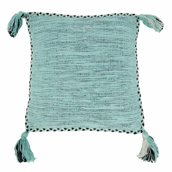 Vecindario 18 in. Braided Border Tassel Square Throw Pillow with Poly Filling VE2658467